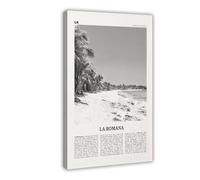 NEOHI Stampa artistica da parete su tela, motivo: La Romana, in bianco e nero, Repubblica Dominicana, città dei Caraibi, per camera da letto e ufficio, 50 x 75 cm