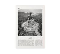 NEOHI Stampa artistica da parete su tela, motivo: mappa del continente asiatico in bianco e nero, stampa artistica da parete per camera da letto e ufficio, 60 x 90 cm