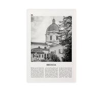 NEOHI Stampa artistica da parete su tela, motivo: mappa della città di Brescia, in bianco e nero, con immagine di viaggio e paesaggio, per camera da letto, ufficio, 60 x 90 cm