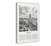 NEOHI Stampa artistica da parete su tela, motivo: mappa della città di Cuba, Cuba e Caraibi in stile retrò, motivo: Havana, paesaggio urbano, per camera da letto e ufficio, 40 x 60 cm