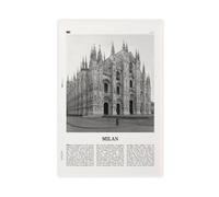 NEOHI Stampa artistica da parete su tela, motivo: mappa della città di Milano, in bianco e nero, stile retrò, per camera da letto, ufficio, 60 x 90 cm