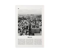 NEOHI Stampa artistica da parete su tela, motivo: Milano, Milano, Italia, con mappa della città, stile retrò, paesaggio urbano, moderno, decorazione per soggiorno e camera da letto, 50 x 75 cm