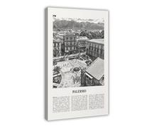 NEOHI Stampa artistica da parete su tela, motivo: Palermo in bianco e nero, Italia, Palermu, Sicilia, città, viaggi, decorazione artistica da parete, per casa, bar, ristorante, garage, caffetteria