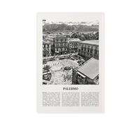 NEOHI Stampa artistica da parete su tela, motivo: Palermo, in bianco e nero, Italia, Palermu, Sicilia, paesaggio, decorazione per camera da letto e ufficio, 40 x 60 cm