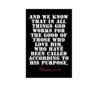NEOHI Stampa artistica da parete su tela, motivo: Romans 8 28 That in All Things God Works for The Good of Those Who Love Him Bibbia, stampa artistica da parete per camera da letto, ufficio, 60 x 90