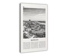 NEOHI Stampa artistica su tela con immagine di Bratislava in bianco e nero, motivo: mappa della città di Pressburg, per casa, bar, ristorante, garage, bar, bar, garage, caffetteria, idea regalo, 50 x