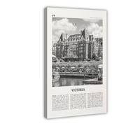 NEOHI Stampa su tela con stampa Victoria in bianco e nero, con Canada, British Columbia, viaggi in città, decorazione artistica da parete, per casa, bar, ristorante, garage, caffetteria, regalo, 30 x