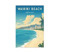 NEOHI Waikiki Beach Hawaii Travel Hawaii Wall Art, poster su tela, decorazione artistica da parete per casa, bar, ristorante, garage, caffetteria, regalo, 40 x 60 cm