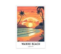 NEOHI Waikiki Hawaii Beach Travel Art, poster su tela con paesaggio, stampa moderna da parete, per soggiorno e camera da letto, 60 x 90 cm