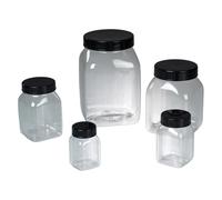 neoLab Bürkle PETG - Contenitore quadrato a collo largo, con chiusura, trasparente, capacità 50 ml