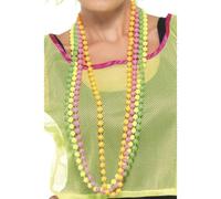 Neon 80s Perline Collana 4 Stringa Accessorio Vestito Disco Rave Assortiti