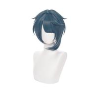 Neon abbigliamento costume Cosplay per parrucche d Parrucca corta blu con capelli lisci anime e frangia
