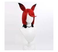 Neon abbigliamento costume Cosplay per parrucche d Parrucca Cosplay Anime con Orecchie Rimovibili Parrucca Corta Nera e Rossa con Cuffia for Parrucca di Halloween