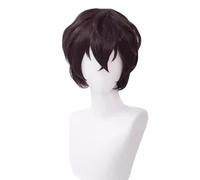 Neon abbigliamento costume Cosplay per parrucche d Parrucca da uomo marrone scuro Dazai Osamu Cosplay Costume di Halloween Festa Parrucca anime corta e riccia