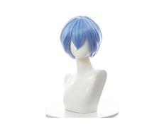 Neon abbigliamento costume Cosplay per parrucche d Parrucca sintetica da cosplay blu corta e liscia da 30 cm, resistente al calore