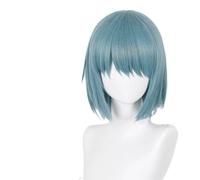Neon abbigliamento costume Cosplay per parrucche d Parrucca sintetica for cosplay, 30 cm, corta, grigia e blu, resistente al calore