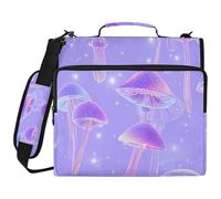 Neon Americas Shroom Romance Lilac 3 Ringing Zipper Binder con tracolla Facile da trasportare Borsa portatile di immagazzinaggio di viaggio di casa per la scuola media Encuadernador de cartera