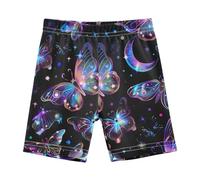 Neon Butterfly Moon Black Cartwheel Shorts per ragazze Pantaloncini da bici traspiranti sotto il vestito Biker Short, Neon Farfalla Luna Nero, 5 anni