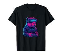 Neon Capybara Gamer VR Headset, controller, stile cyberpunk Maglietta