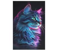 Neon Cat Dark 1000 Pezzi Puzzle Per Adulti Bambini Gioco Intellettuale Puzzles Giochi Per Famiglie 78×53cm