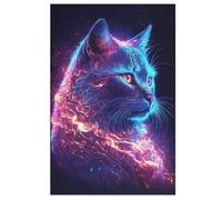 Neon Cat Puzzles in Legno 1000 Pezzi, Adulto Bambino Puzzles Per La Stampa Ad Alta Definizione, Gioco Di Famiglia Sfida 78×53cm