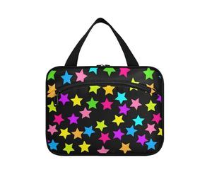 Neon Colorful Stars Sparse Hanging Toiletry Borse per Viaggiare Donne con Gancio, Designer Multifunzionale Toiletry kit per Viaggio Make up Travel kit de para Mujer L