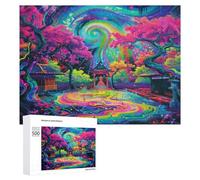 Neon Colors Trees Puzzle 500 Pezzi Relax Per Adulti Dopo Il LavoroRompicapo Pressione Ridotta Paesaggi Classici Sfida Difficile E Rilassante 500 PCS