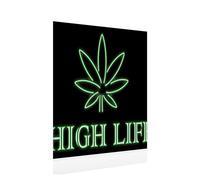 Neon-Design - Targa in legno "High Life" con foglia di cannabis, decorazione per bar, sala feste o camere fumatori | 30 cm x 40 cm