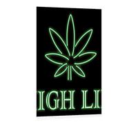 Neon-Design - Targa in legno "High Life" con foglia di cannabis, decorazione per bar, sala feste o camere fumatori | 12 cm x 18 cm
