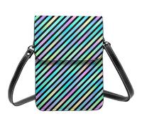 Neon Diagonale Stripe Stampa Una Piccola Borsa a Tracolla per Le Donne, Piccole Borse In Pelle Cellulare Cross Body Bag