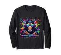 Neon Dj Monkey Rave Edm Festival Party Monkey Maglia a Manica
