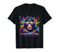 Neon Dj Monkey Rave Edm Festival Party Monkey Maglietta