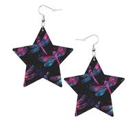 Neon Dragonfly And Starry Orecchini Moda Pendenti Stampato Orecchini In Pelle Per Carnevale Feste