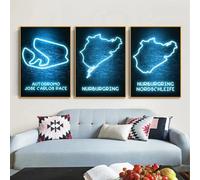 Neon F1 Circuito Poster Stampe Parete Arte Nordico Formula 1 Corsa Pista Tela Quadri Quadro Per Ragazzi Stanza Casa Decorazioni 30x50cmx3 Senza cornice