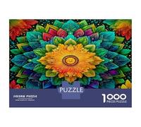 Neon Floral Mandala Puzzle 1000 Pezzi - Cartone Di Alta Qualità & Puzzle Impossibile Luminous Vibrant Hues - Per Adulti 52x38cm/1000pcs Regalo Di San Valentino