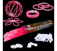 NEON FUN 100 luci fluorescenti rosa | incl. 100 x TopFlex | 2 x tripli | 2 x connettori a sfera | Qualità premium quantità: 1 rotolo