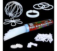 NEON FUN Set di 100 luci da braccio bianche - con 100 connettori TopFlex, 3 e 2 connettori circolari, lunga durata per feste, artigianato ed eventi, quantità: 1 rotolo