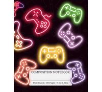 Neon Gaming Console | Wide Ruled Composition Notebook | 150 Pages | 7.5x9.25 In | Ideal for School, Journaling, Creative Writing, Notes & Everyday Use ... Men & Women | Cool Design | Gift Notebook