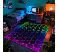 Neon Geometrico Visivo Gaming Tappeto per Camera da Letto Ragazzi Illusione Ottica Frammentato Tappeto per Stanza Giochi Ragazzi Morbido e Antiscivolo Tappeti per Soggiorno, 50x80 cm, Color 4