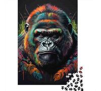 Neon Gorilla Puzzle Feather Art 1000 Pezzi Carta Riciclata Per Adulti E Oltre I 12 Anni Puzzle in Pezzi Divertente E Stimolante Gioco Familiare 38x26cm/1000pcs