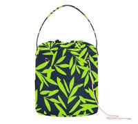 Neon Green Leaf Blu Scuro Filato Tote Portatile Lavoro A Maglia Tote Bag per Knitting Tool para Croche