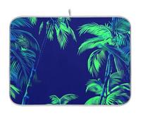 Neon Green Palm Trees Tappetino in gomma controsoffitto Tappetino per piatti Grande Tappetino per asciugare i piatti 18 x 24