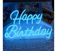 Neon Happy Birthday Sign Wall Decoration Lights Wedding Bar Cafe Decorazione per feste di Natale Regalo per bambini con interruttore dimmerabile riutilizzabile Buon compleanno LED Neon (bianco)