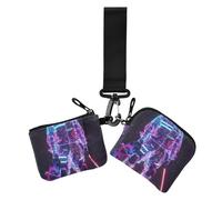 Neon Hues Future Warrior Portafogli da donna Custodie per carte di formato compatto con cerniera portafoglio con portachiavi per signora 2 pezzi, Tonalità al neon Futuro guerriero, 1 size, Casual