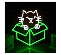Neon Insegna al neon "Cat in The Box" decorazione da parete per bambini, 32x32 cm