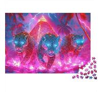 Neon Jaguar Pyramid Puzzle Set 1000 Pezzi Cartoncino Premium Per Adulti, Sfida Gioco Educativo, Regalo Divertente, Ottima Idea Per Feste Di Compleanno 38x26cm/1000pcs