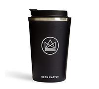 Neon Kactus Tazza da caffè in acciaio inox, riutilizzabile, con coperchio, tazza da caffè da viaggio, tazza da caffè isolata, a doppia parete, a prova di perdite, lavabile in lavastoviglie, Rock Star,