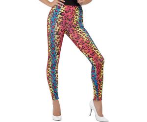 Neon Leopardato Leggings Arcobaleno Donna Costume 1980s Accessorio 80s