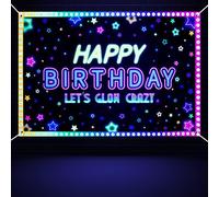 Neon Let's Glow Party Sfondo Sfondo fotografico colorato Glow in The Dark Forniture per feste, Decorazioni per feste al neon, 180x120cm
