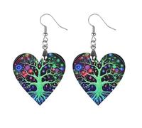 Neon Life of Tree Novità Donna Orecchini Pendenti Moda Stampato Legno Orecchini Pendenti Gioielli, Apricot shaped, Legno, Nessuna pietra preziosa